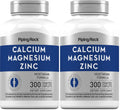 Piping Rock Calcium Magnesium Zinc Supplement – 300 Coated Caplets | Pack of 2 | Non-GMO, Gluten Free