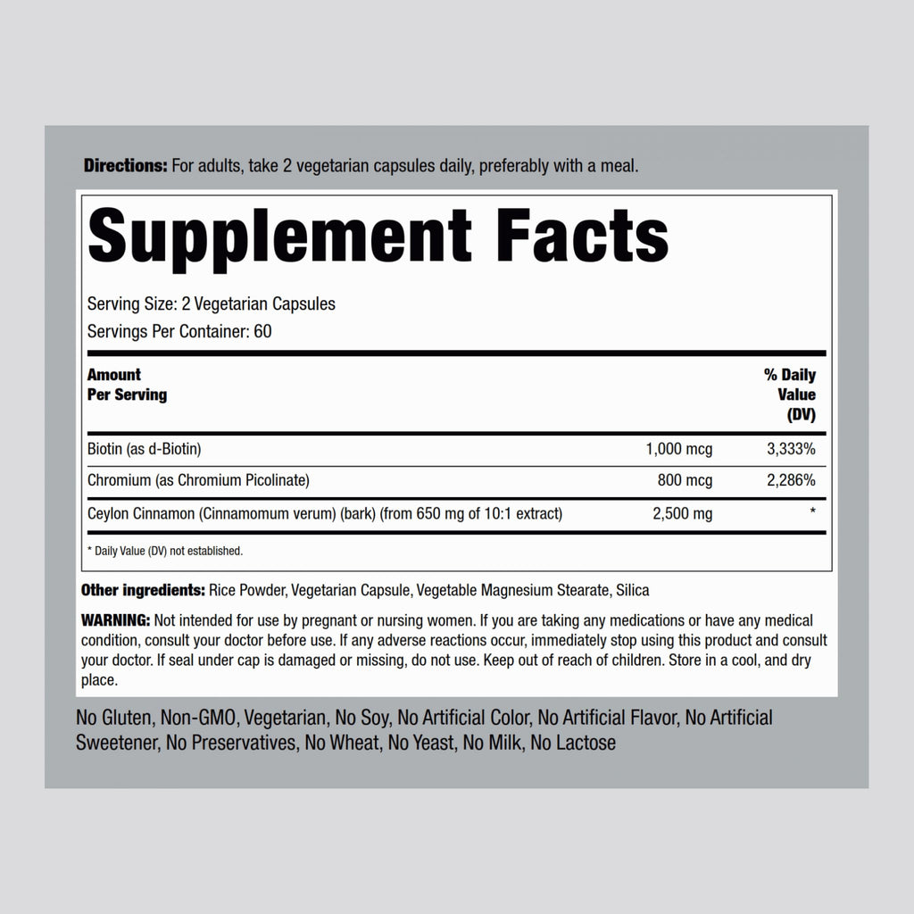 Piping Rock Ceylon Cinnamon 2500 mg Capsules 120 Count