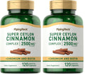 Piping Rock Ceylon Cinnamon Capsules 2500 mg – 120 Pills | Chromium & Biotin | Vegetarian, Non-GMO, Gluten Free (Pack of 2)