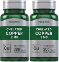 Piping Rock Chelated Copper 2 mg - 300 Tablets - Vegetarian, Non-GMO, Gluten Free (Pack of 2)