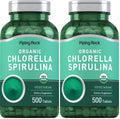 Piping Rock Chlorella Spirulina Organic – 500 Tablets (Pack of 2) | Vegetarian, Non-GMO, Gluten Free