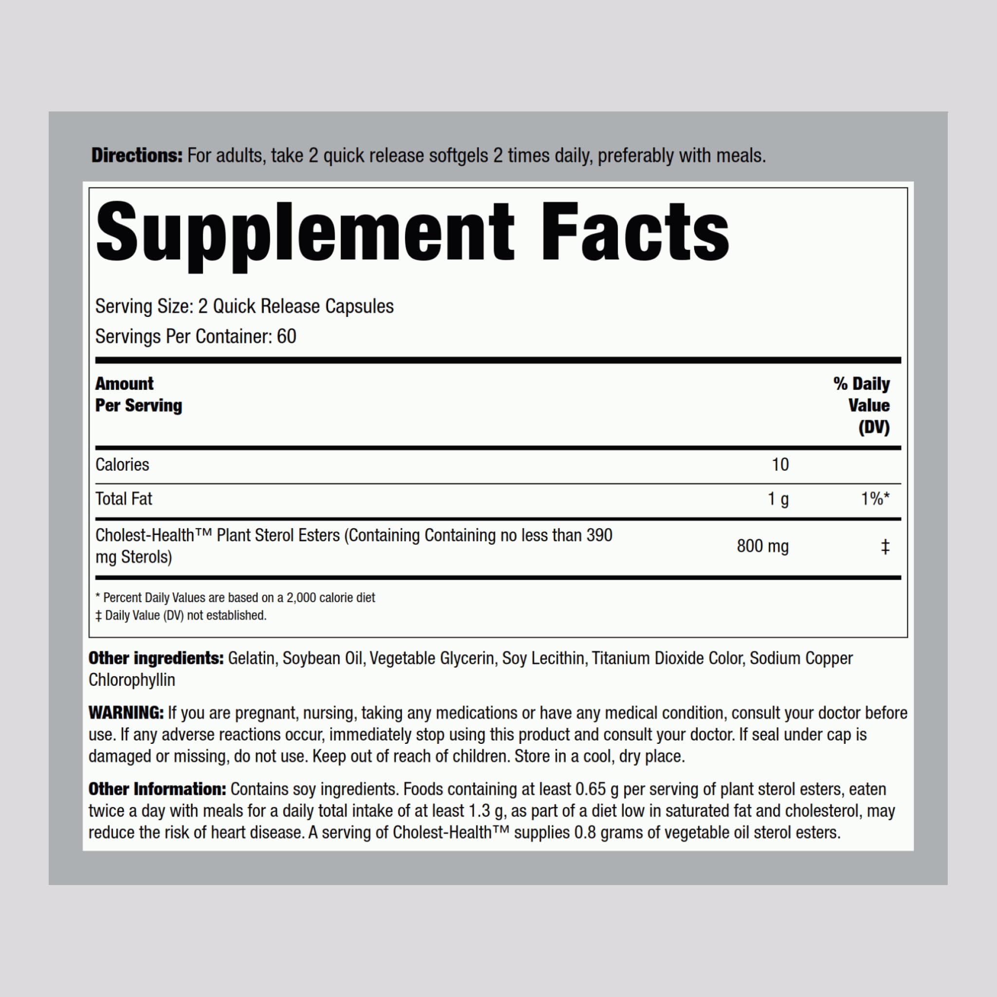 Piping Rock Cholesterol Health Supplement - 120 Softgels | Plant Sterols Formula