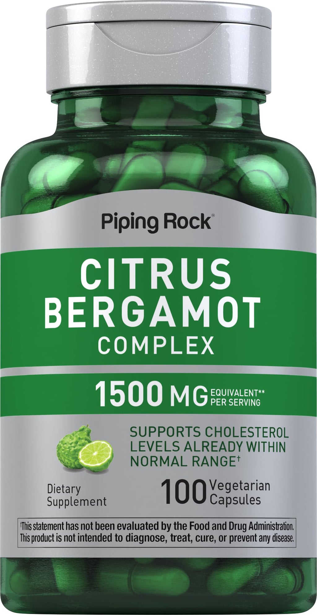 Piping Rock Citrus Bergamot Extract 1500mg | 100 Capsules | Vegetarian, Non-GMO, Gluten Free