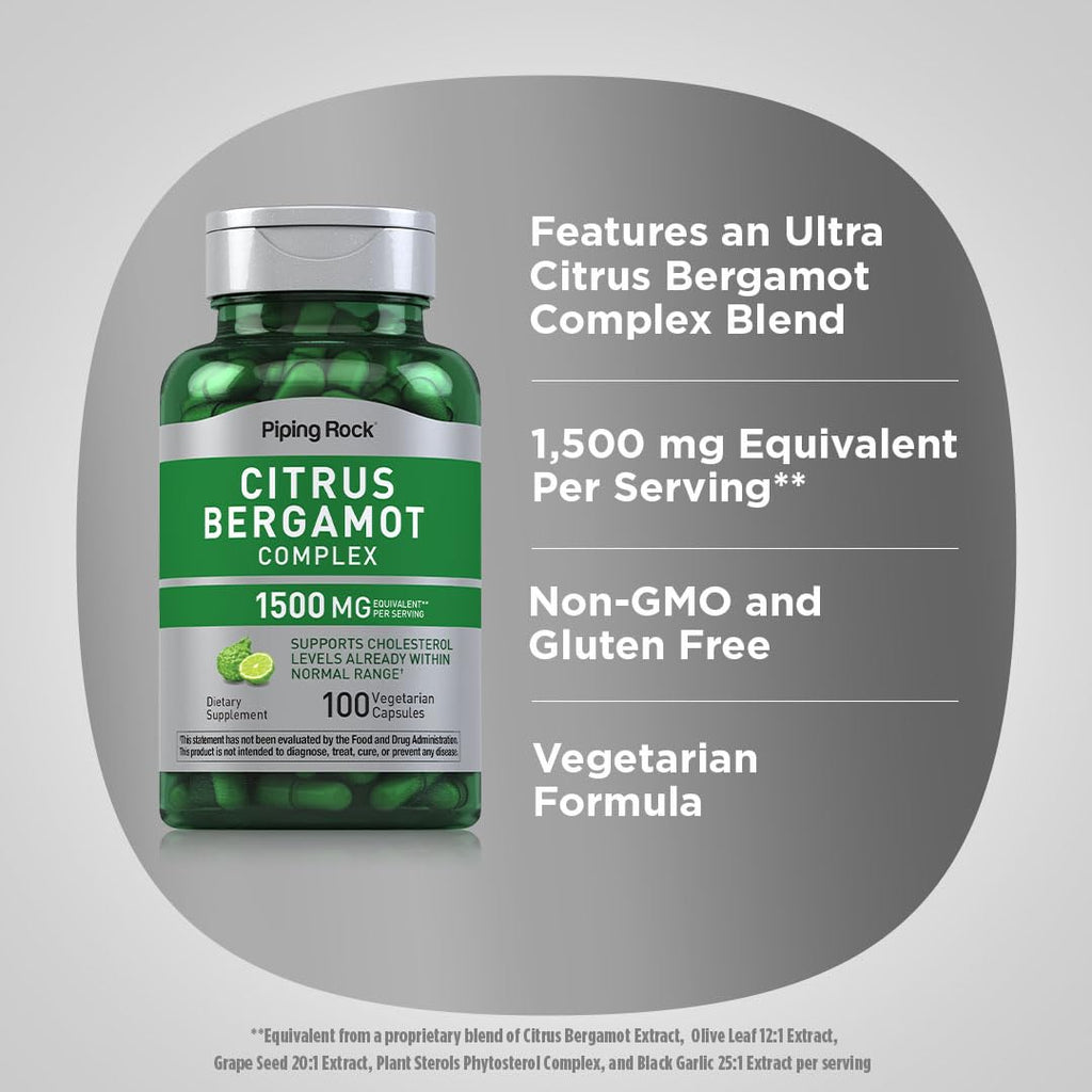 Piping Rock Citrus Bergamot Extract 1500mg | 100 Capsules | Vegetarian, Non-GMO, Gluten Free