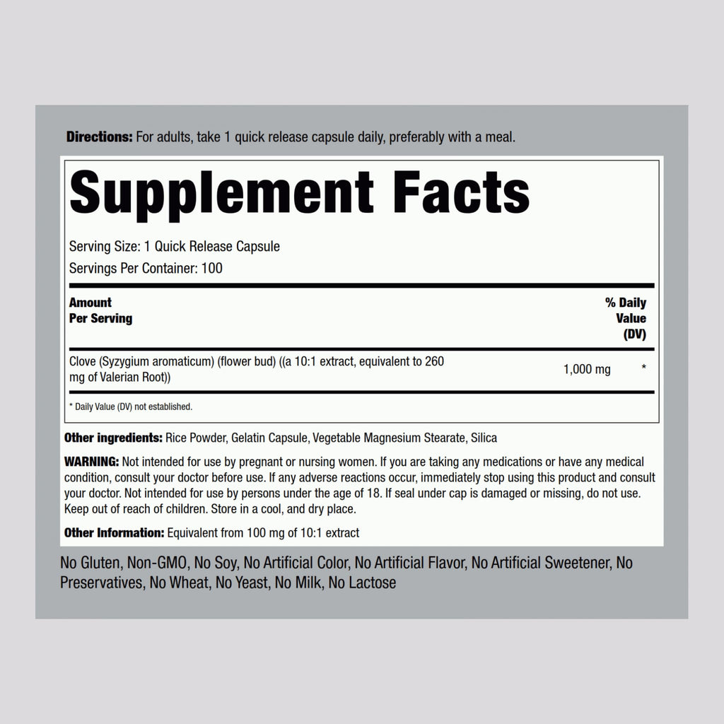 Piping Rock Cloves Capsules 1000mg - Pack of 2 | 100 Pills