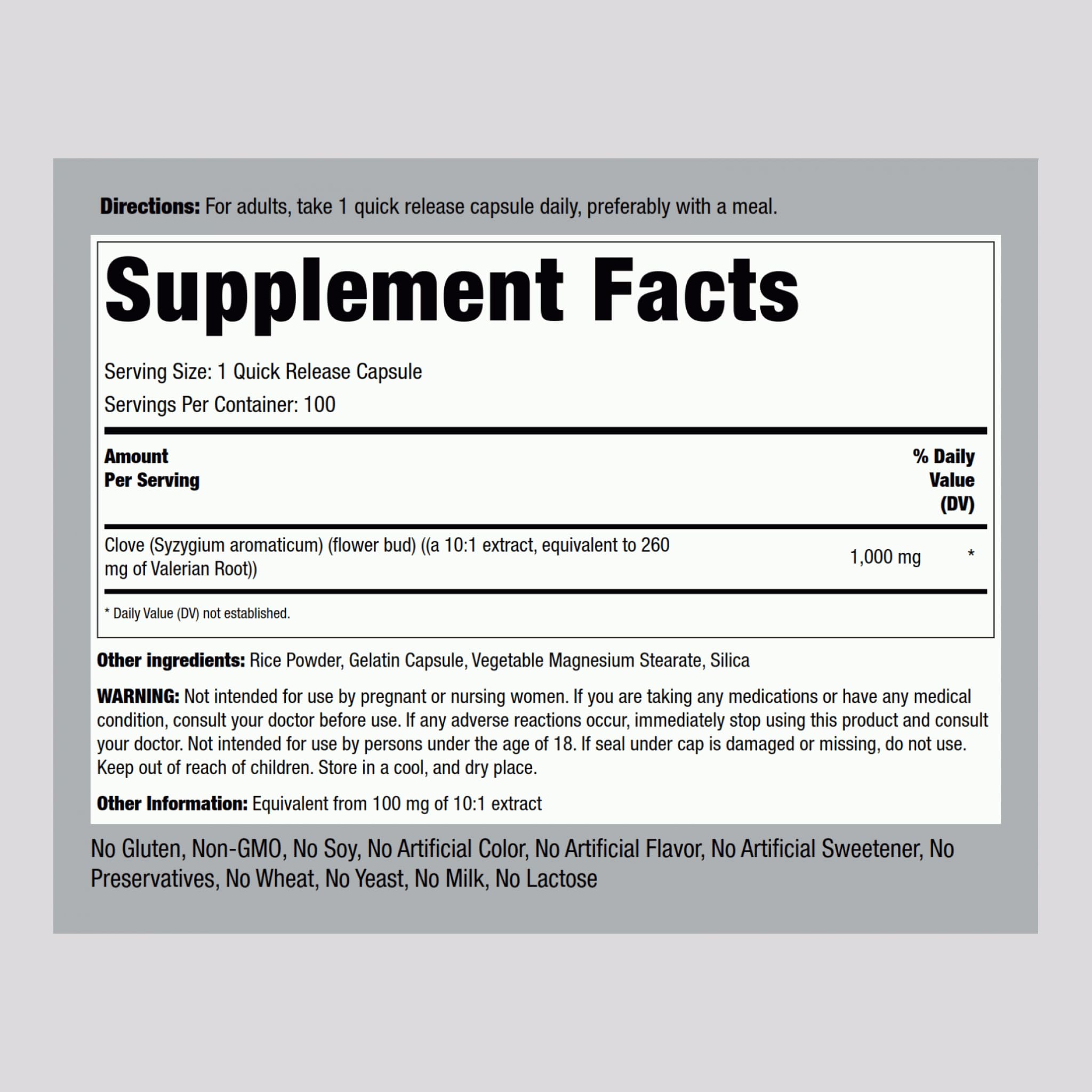 Piping Rock Cloves Capsules 1000mg - Pack of 2 | 100 Pills