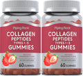 Piping Rock Collagen Gummies – 60 Count, Type I & III, Strawberry, Non-GMO, Gluten Free (Pack of 2)