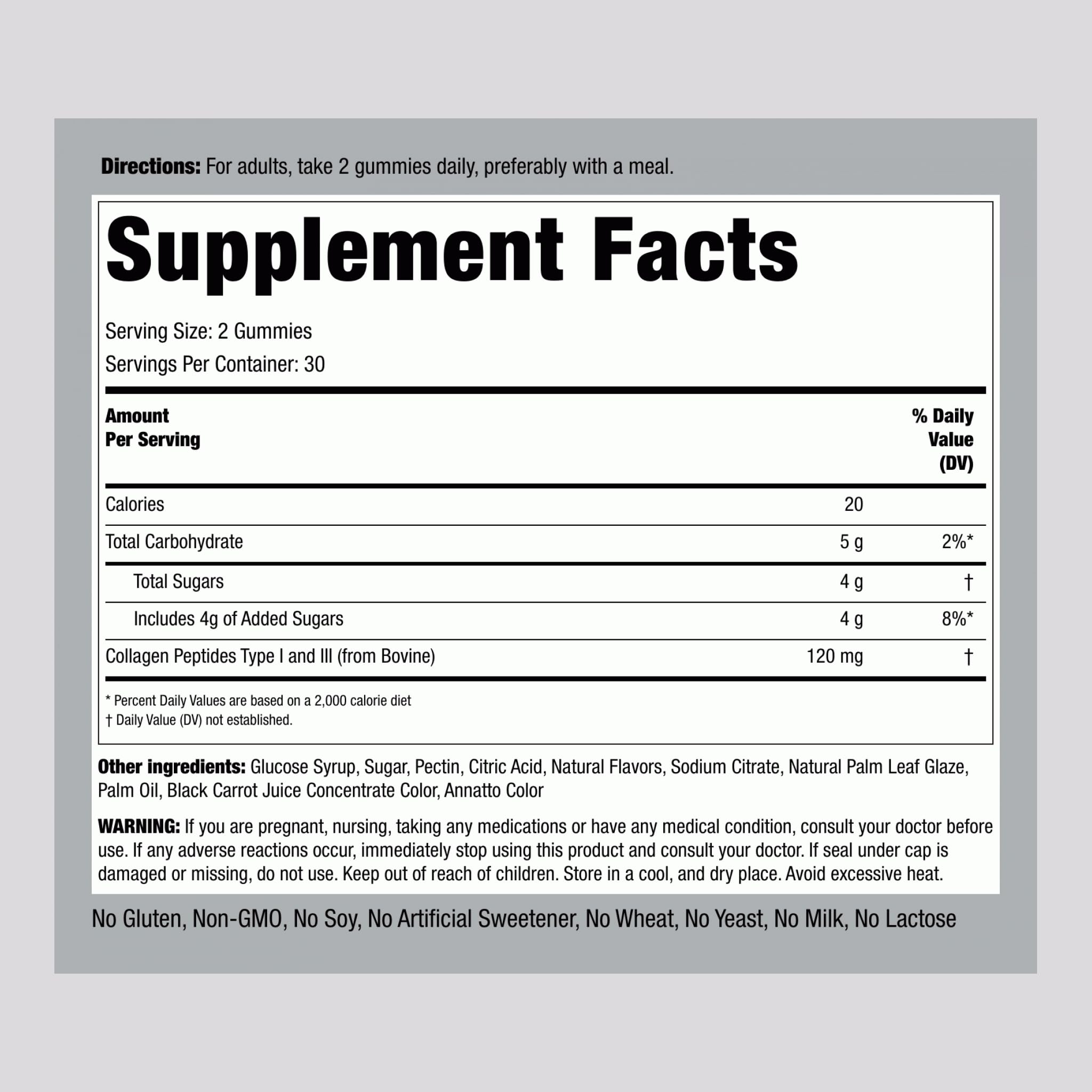 Piping Rock Collagen Gummies – 60 Count, Type I & III, Strawberry, Non-GMO, Gluten Free (Pack of 2)