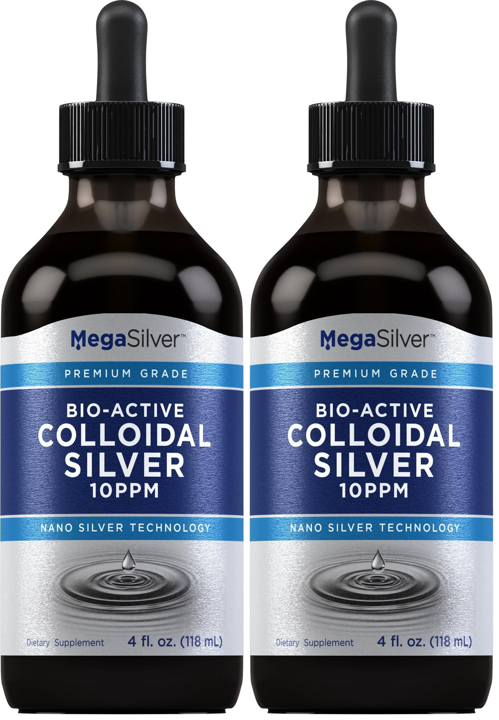 Piping Rock Colloidal Silver Drops 10 ppm, 4 oz | Pack of 2 | Bio Active Premium Grade