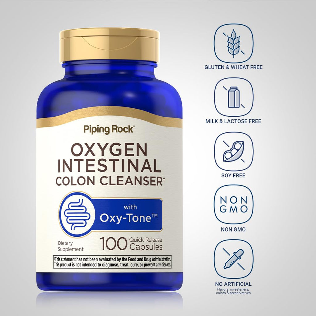 Piping Rock Colon Cleanse | 100 Capsules | Oxy-Tone Oxygen Intestinal Cleanser | Non-GMO, Gluten Free | Pack of 2
