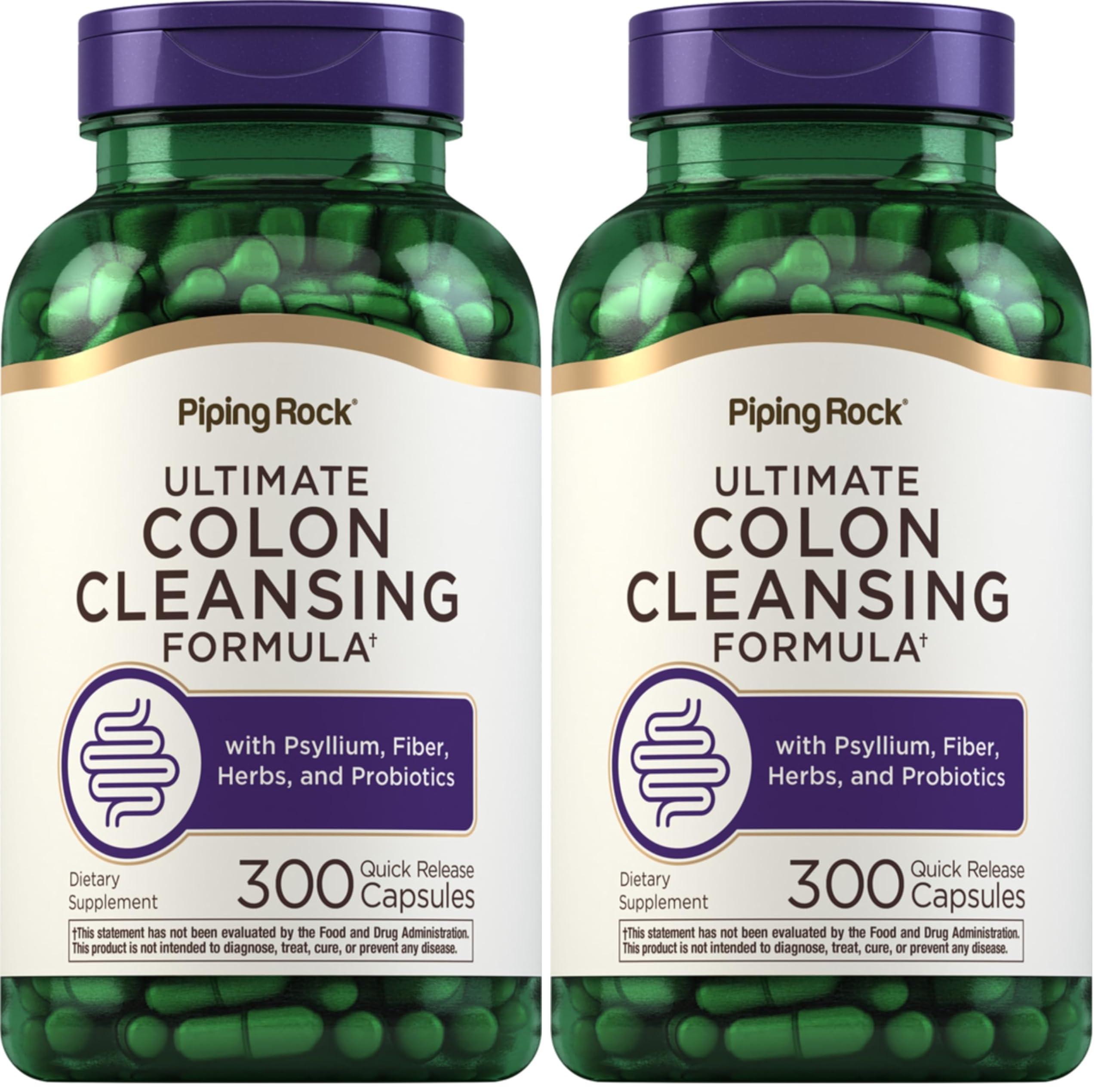 Piping Rock Colon Cleanse Pills - 300 Capsules | Herbal Detox | Pack of 2