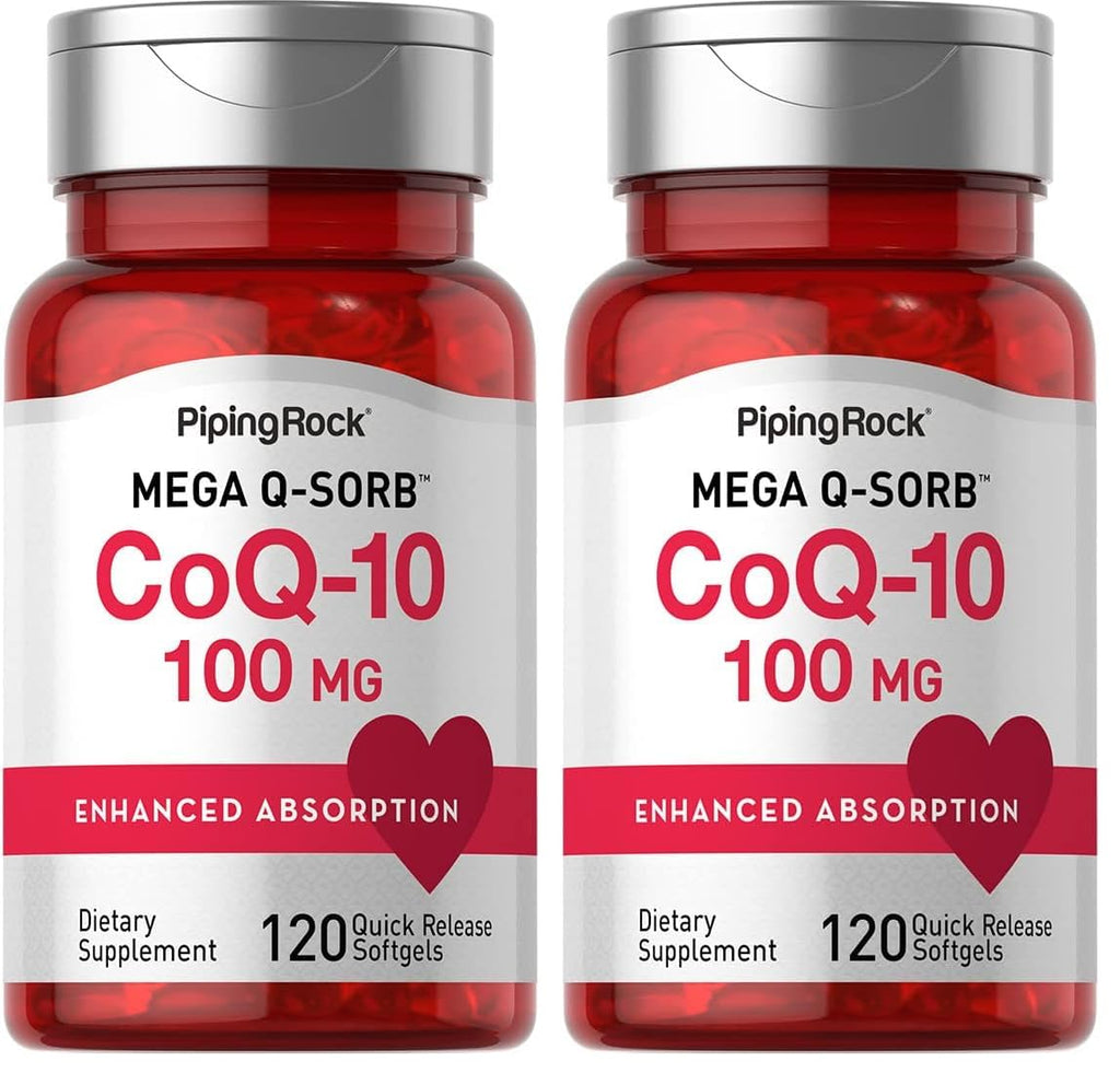 Piping Rock CoQ10 100mg | 120 Softgels | Black Pepper Extract | Non-GMO, Gluten Free (Pack of 2)