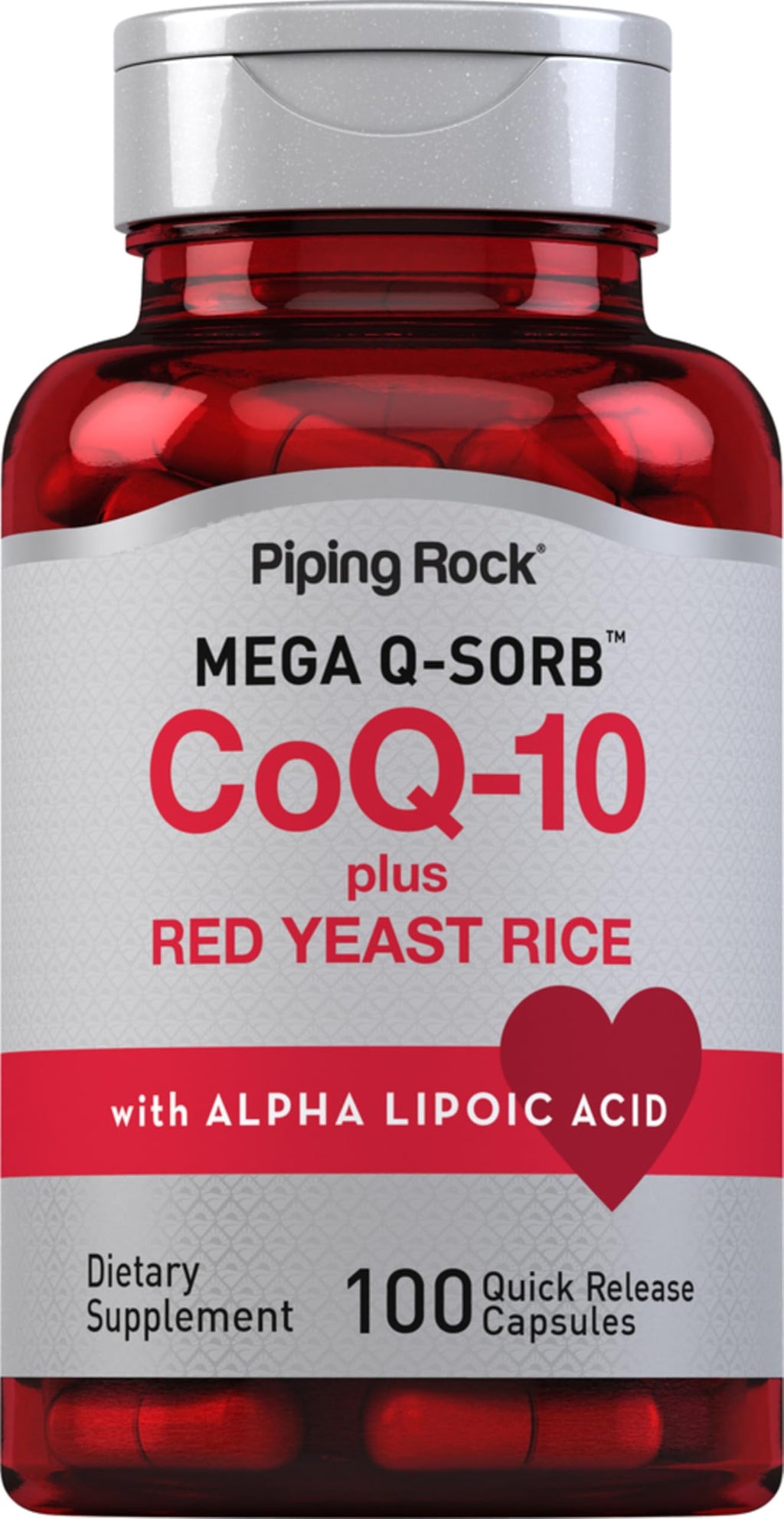 Piping Rock CoQ10 120mg – 100 Capsules | Red Yeast Rice & Alpha Lipoic Acid | Non-GMO, Gluten Free