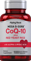 Piping Rock CoQ10 120mg – 100 Capsules | Red Yeast Rice & Alpha Lipoic Acid | Non-GMO, Gluten Free