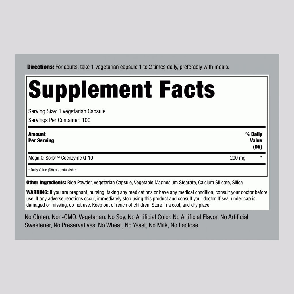 Piping Rock CoQ10 200mg Capsules – 100 Pills (Pack of 2) with Black Pepper Extract