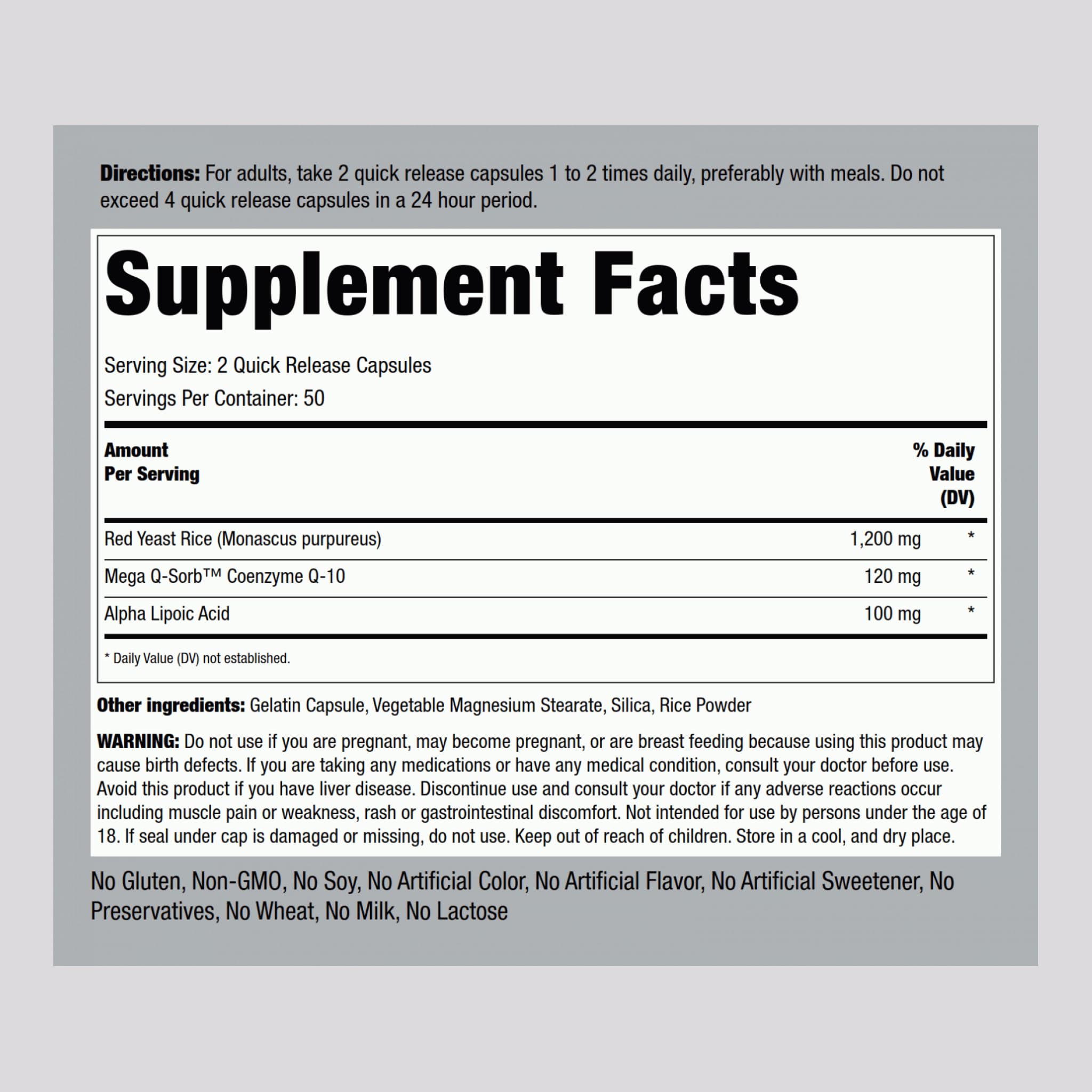Piping Rock CoQ10 120mg – 100 Capsules | Red Yeast Rice & Alpha Lipoic Acid | Non-GMO, Gluten Free