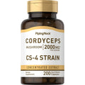 Piping Rock Cordyceps Mushroom Capsules 2000mg – 200 Count | CS-4 Strain | Concentrated Extract | Herbal Supplement | Non-GMO, Gluten Free