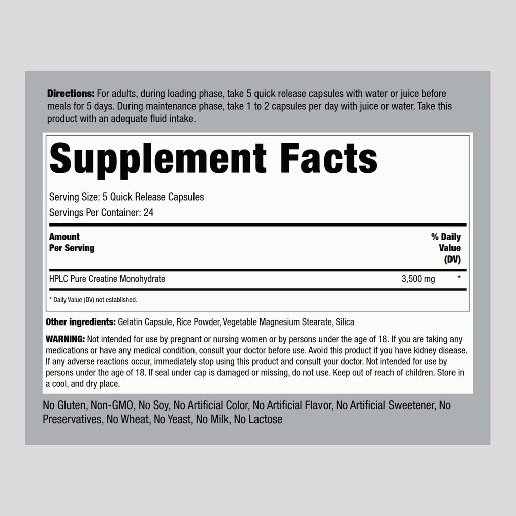 Piping Rock Creatine Monohydrate Capsules 3500 mg – 120 Count (Pack of 2)