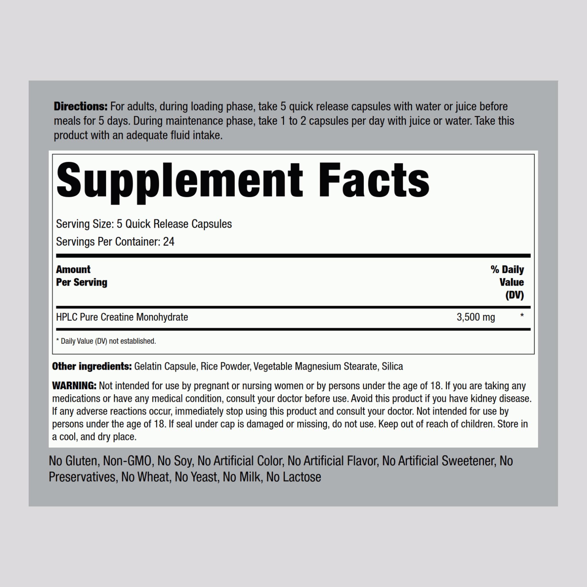 Piping Rock Creatine Monohydrate Capsules 3500 mg – 120 Count (Pack of 2)