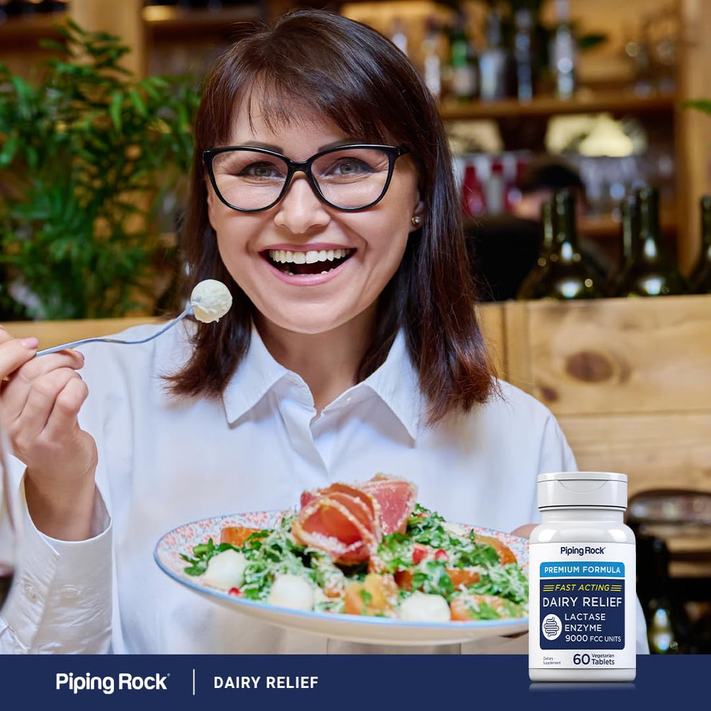 Piping Rock Lactase Pills 9000 FCC – Dairy Relief, Vegetarian, Non-GMO, Gluten Free (Pack of 2)