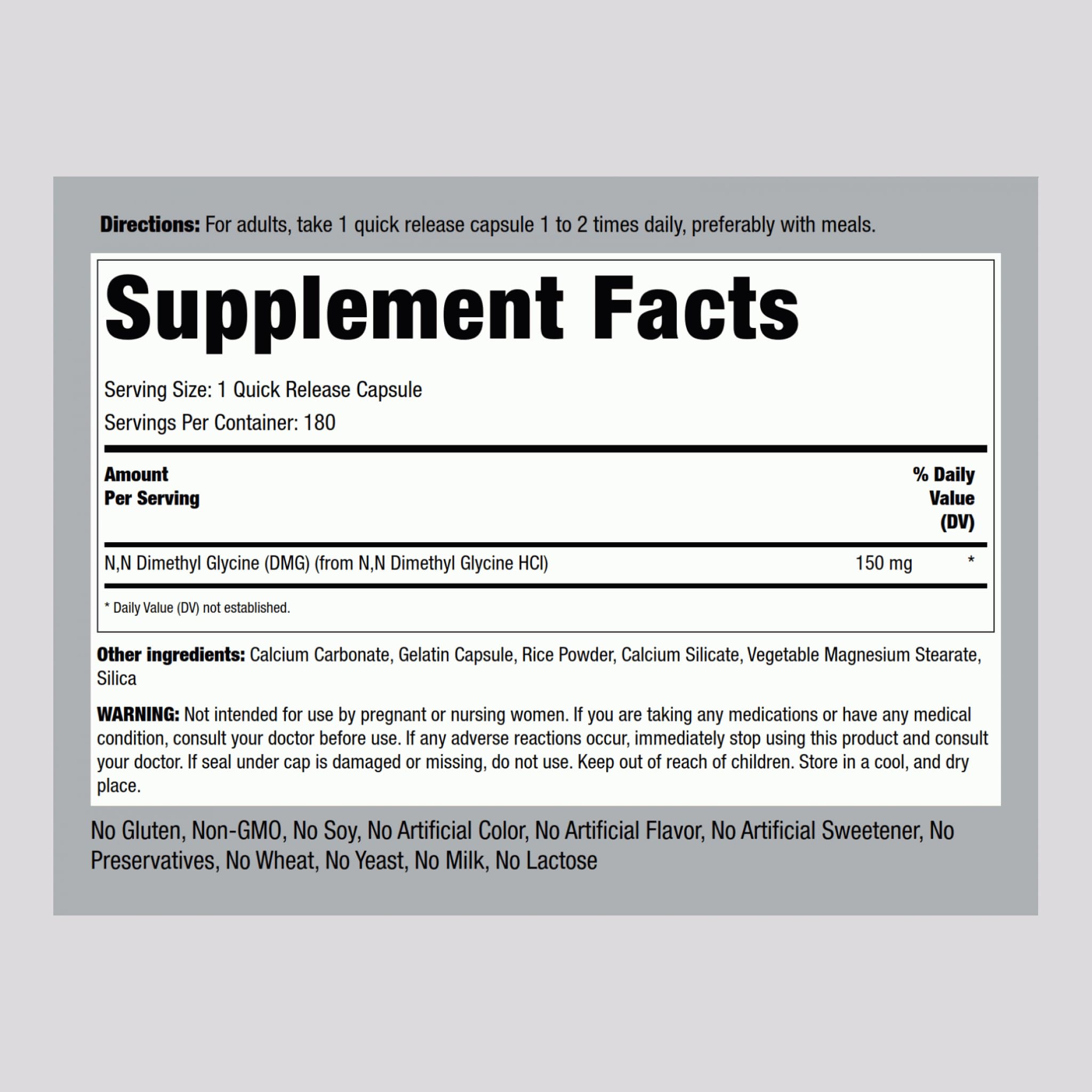 Piping Rock DMG Supplement - B15 150 mg | 180 Capsules | Non-GMO, Gluten Free (Pack of 2)