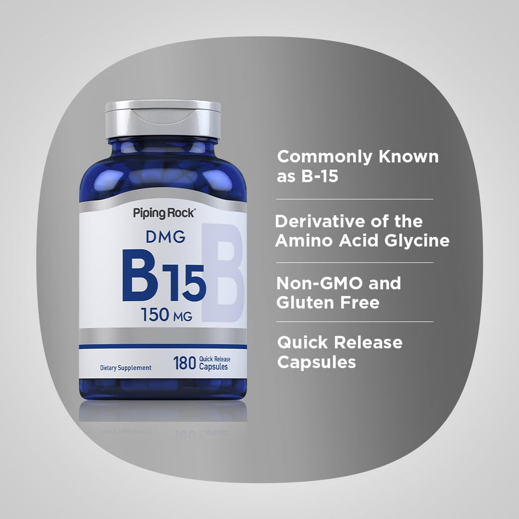 Piping Rock DMG Supplement - B15 150 mg | 180 Capsules | Non-GMO, Gluten Free (Pack of 2)