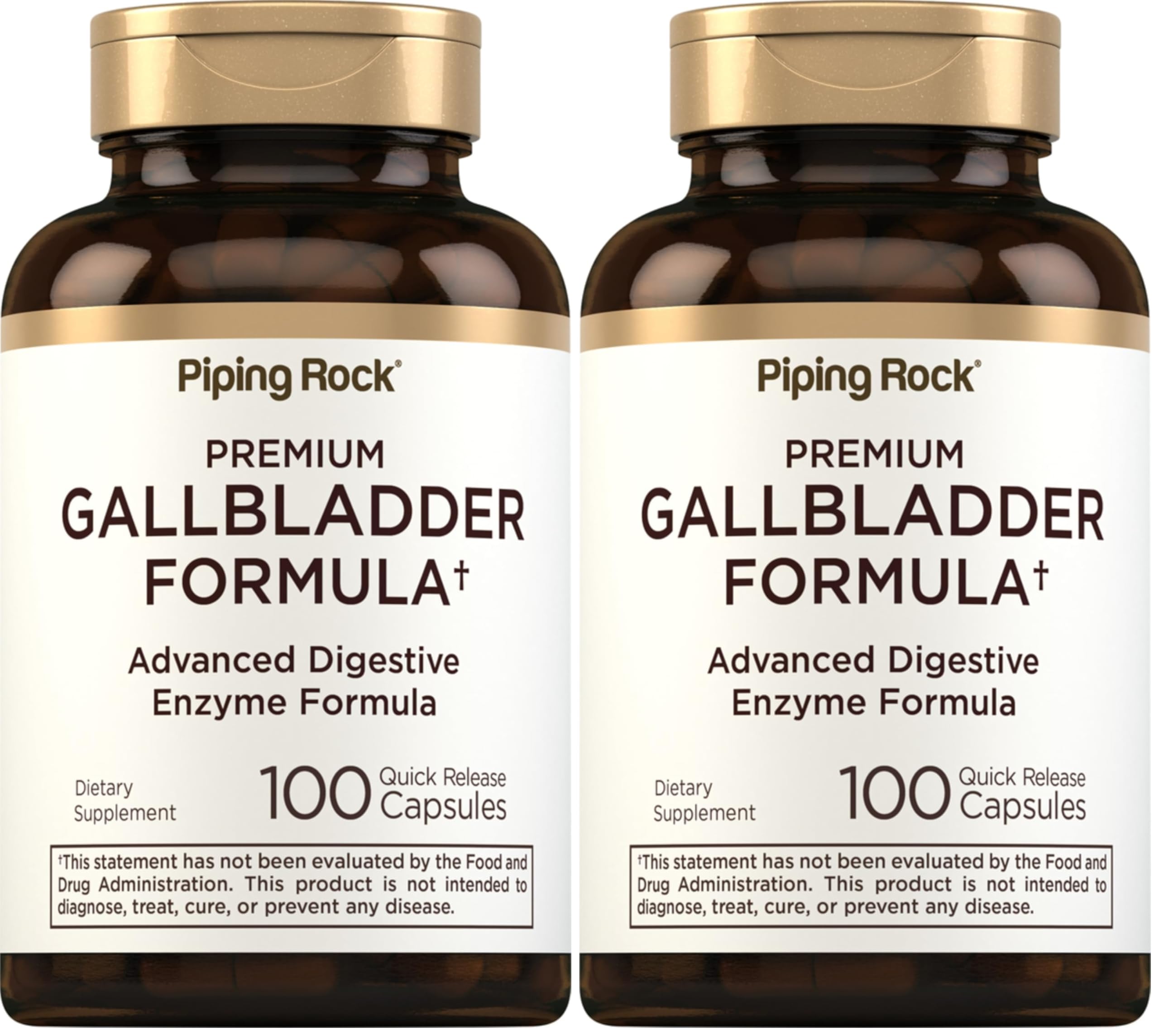 Piping Rock Gallbladder Supplement – 100 Capsules | Digestive Enzyme Formula (Pack of 2) | Non-GMO & Gluten Free