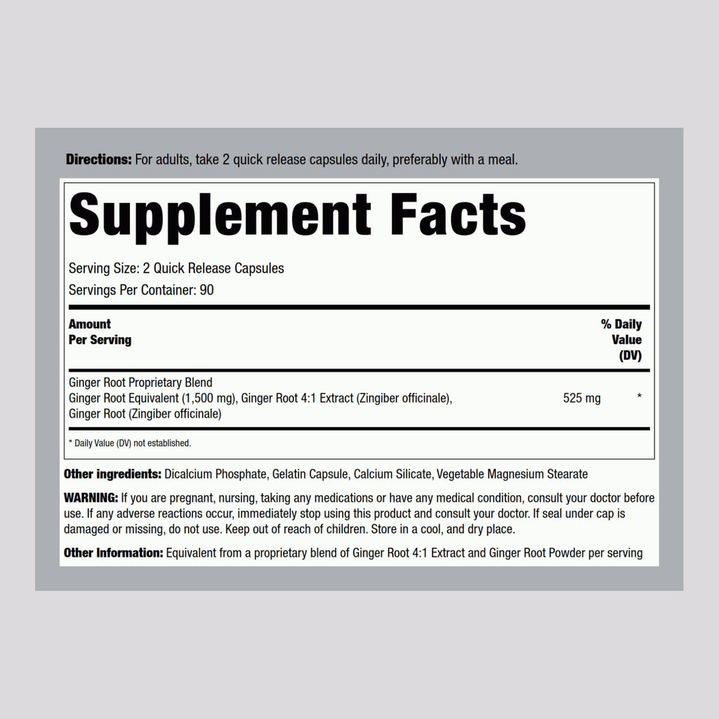 Piping Rock Ginger Root Capsules - 1500 mg, 180 Count | Non-GMO, Gluten Free