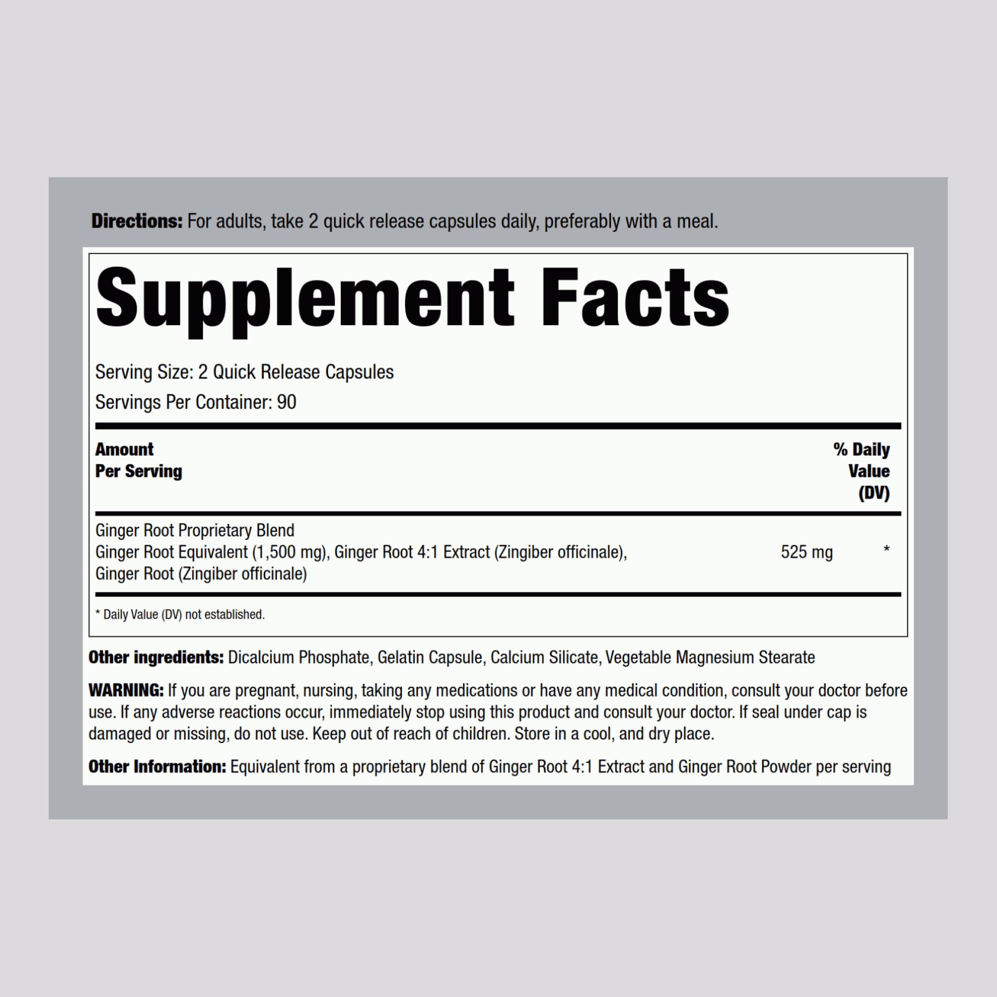 Piping Rock Ginger Root Capsules - 1500 mg, 180 Count | Non-GMO, Gluten Free