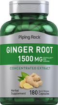 Piping Rock Ginger Root Capsules - 1500 mg, 180 Count | Non-GMO, Gluten Free