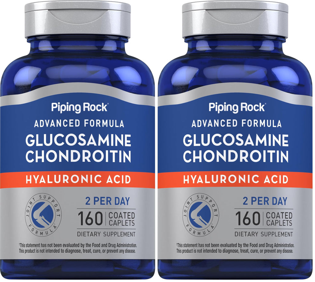 Piping Rock Glucosamine Chondroitin with Hyaluronic Acid – 160 Caplets (Pack of 2)