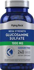 Piping Rock Glucosamine Sulfate 1000mg – 240 Capsules | Mega Strength Joint Support | Sodium Free, Non-GMO & Gluten Free