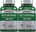 Piping Rock GTF Chromium 200 mcg | 250 Capsules | Glucose Tolerance Factor Supplement | Non-GMO & Gluten Free (Pack of 2)