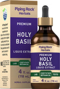 Piping Rock Holy Basil Liquid Extract – 4 Fl Oz | Tulsi Leaf Tincture, Vegetarian, Non-GMO, Gluten Free