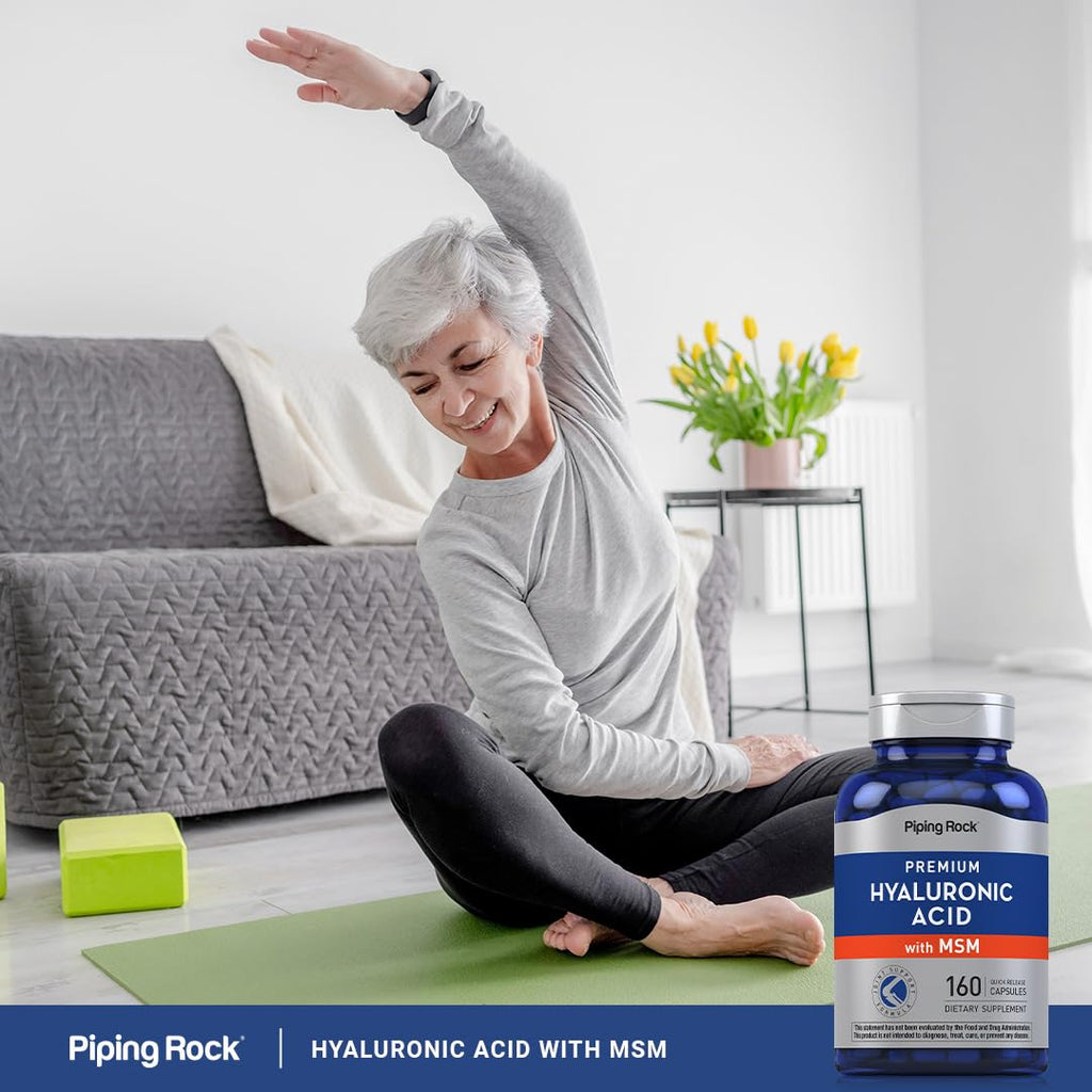 Piping Rock Hyaluronic Acid with MSM 1000mg | 160 Capsules | Pack of 2 | Non-GMO & Gluten Free