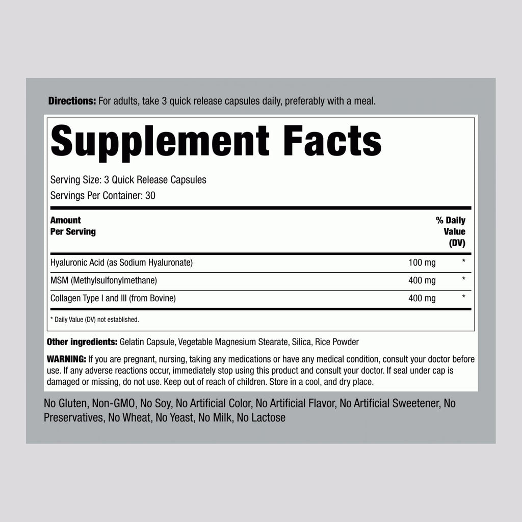 Piping Rock Hyaluronic Acid 900mg – 90 Capsules | Pack of 2 | Non-GMO, Gluten Free