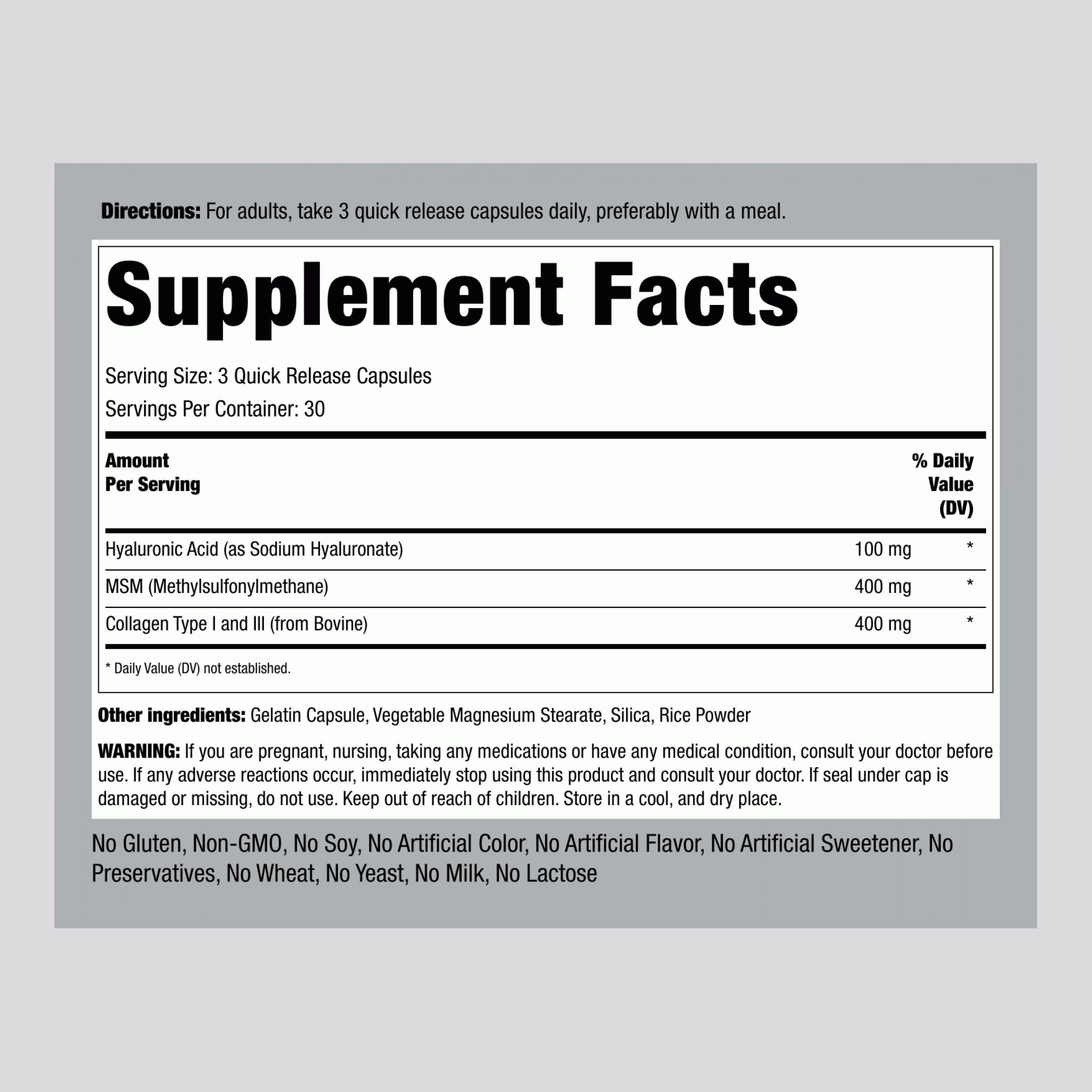 Piping Rock Hyaluronic Acid 900mg – 90 Capsules | Pack of 2 | Non-GMO, Gluten Free