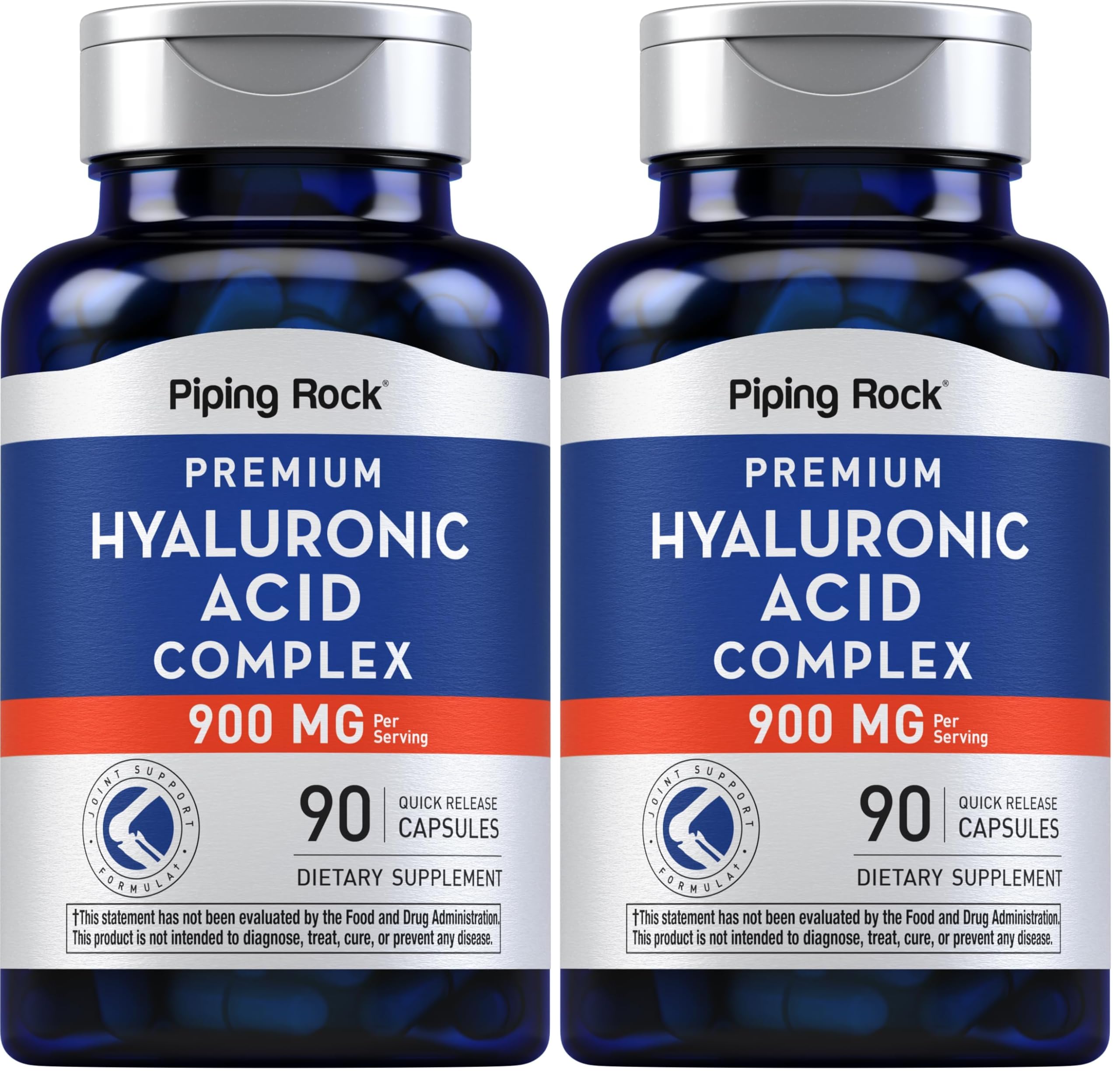 Piping Rock Hyaluronic Acid 900mg – 90 Capsules | Pack of 2 | Non-GMO, Gluten Free