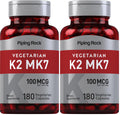 Piping Rock K2 MK7 Vitamin Supplement 100 mcg | 180 Vegetarian Capsules | Pack of 2