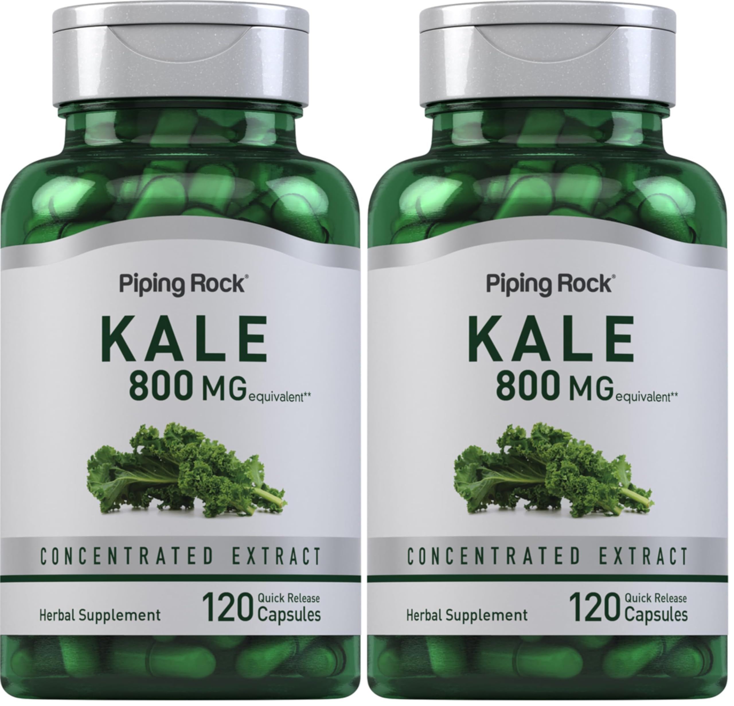 Piping Rock Kale Extract Capsules 800mg – 120 Count (Pack of 2) | Gluten Free & Non-GMO