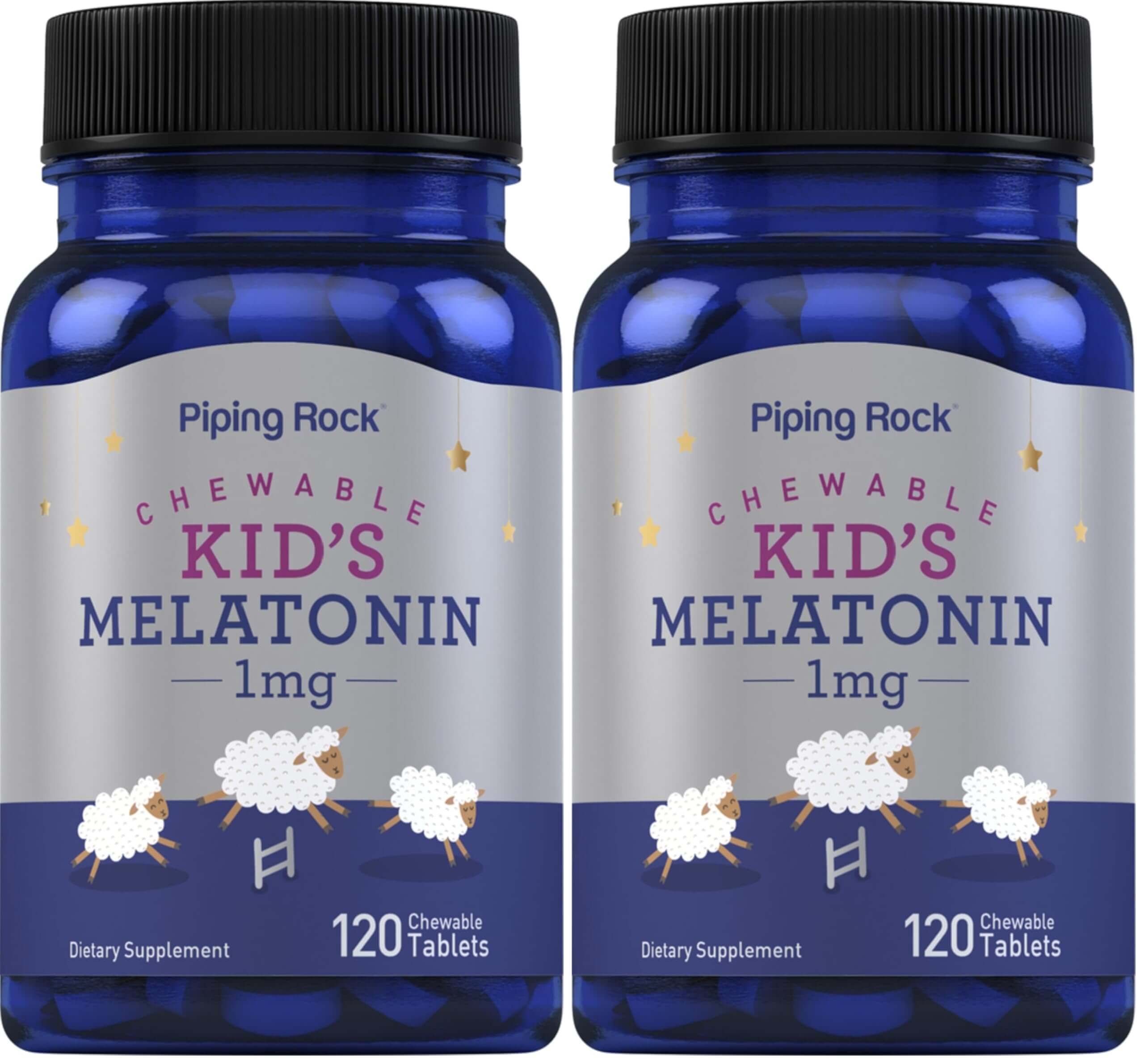 Piping Rock Kids Melatonin 1mg | 120 Chewables | Pack of 2