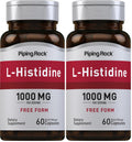 Piping Rock L-Histidine 1000 mg | 60 Capsules | Free Form Supplement | Non-GMO, Gluten Free (Pack of 2)