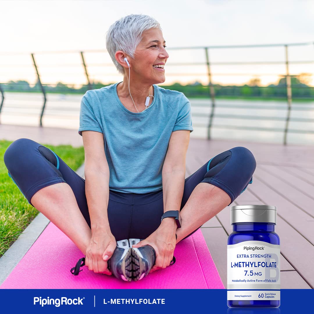 Piping Rock L-Methylfolate 7.5 mg | 60 Capsules | Extra Strength | Active Folic Acid | Non-GMO Gluten Free (Pack of 2)