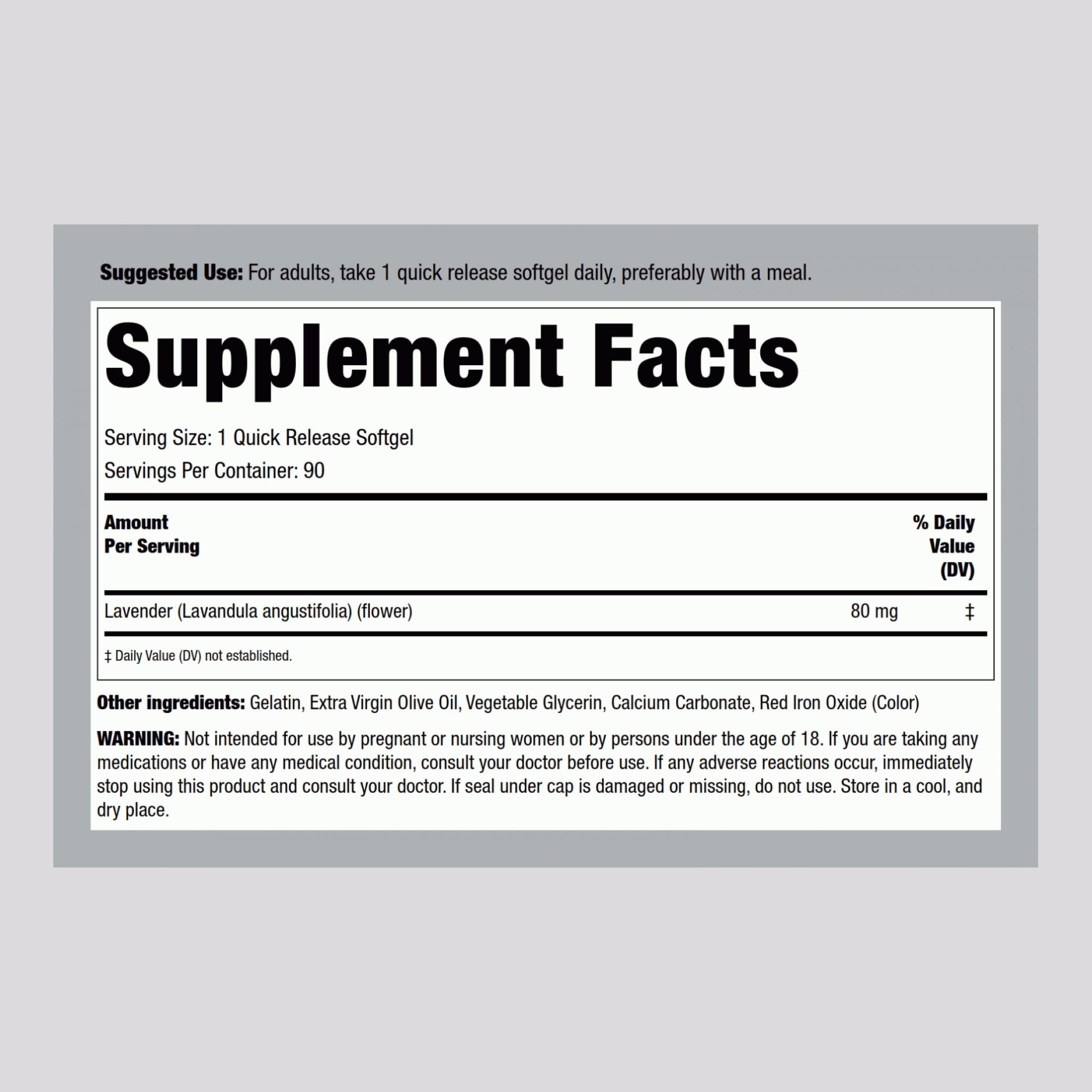 Piping Rock Lavender Calm Pills 80mg – 90 Softgels (Pack of 2) – Non-GMO, Gluten Free