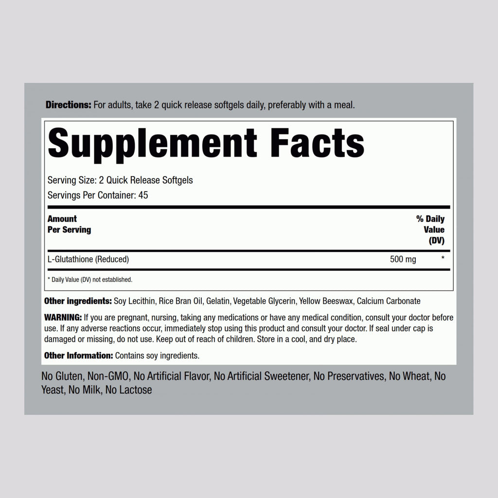 Piping Rock Liposomal Glutathione 500mg | 90 Softgels | Pack of 2 | Non-GMO & Gluten Free