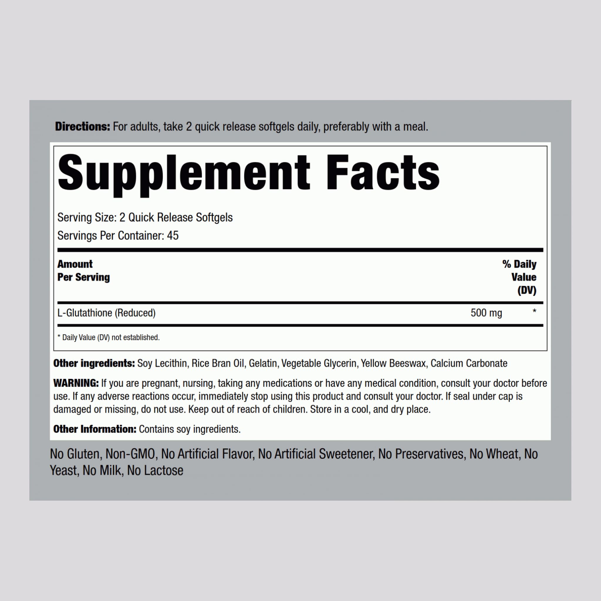 Piping Rock Liposomal Glutathione | 500mg | 90 Softgels | Reduced Supplement | Non-GMO, Gluten Free