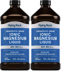 Piping Rock Liquid Ionic Magnesium – 400 mg per Serving, 8 oz, Non-GMO & Gluten Free | Pack of 2