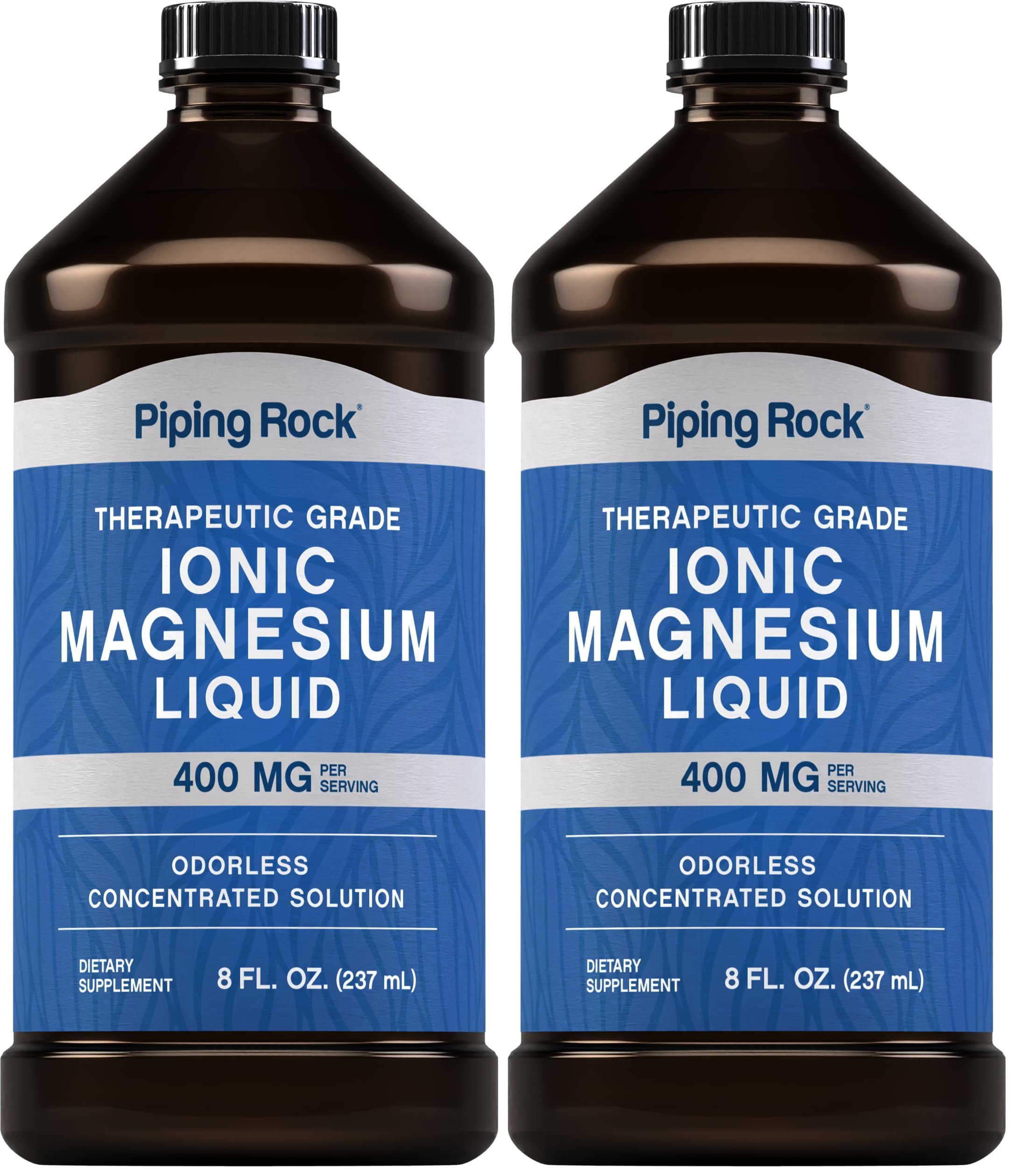 Piping Rock Liquid Ionic Magnesium – 400 mg per Serving, 8 oz, Non-GMO & Gluten Free | Pack of 2