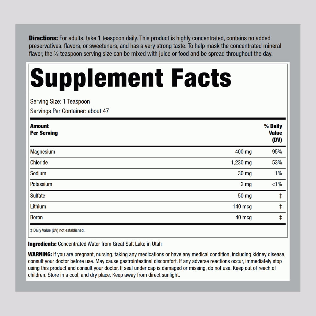Piping Rock Liquid Ionic Magnesium – 400 mg per Serving, 8 oz, Non-GMO & Gluten Free | Pack of 2