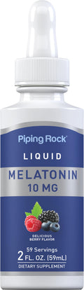 Piping Rock Liquid Melatonin 10mg – Berry Flavor Drops, 2oz | Non-GMO, Gluten Free